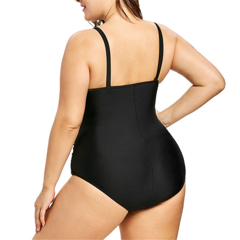 Women's One Piece Plus Size Swimsuit with Mesh Bodice-Theone Apparel