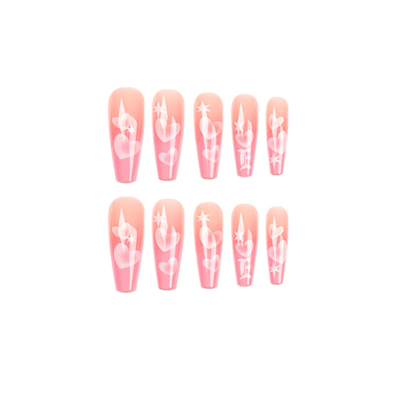 Women's Pretty in Pink Sunset Hearts False Nail Set-Theone Apparel
