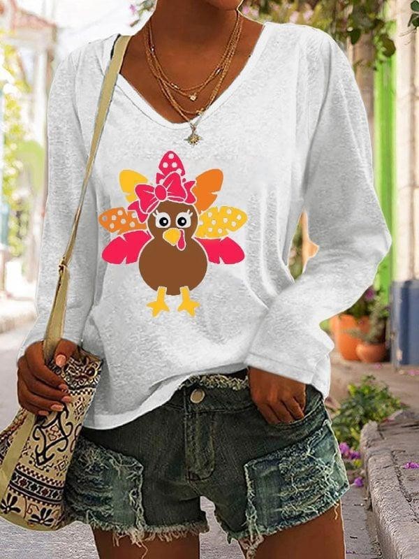 Women's Soft V-Neck Lightweight Christmas Shirt in Various Colors-Style 6-Theone Apparel
