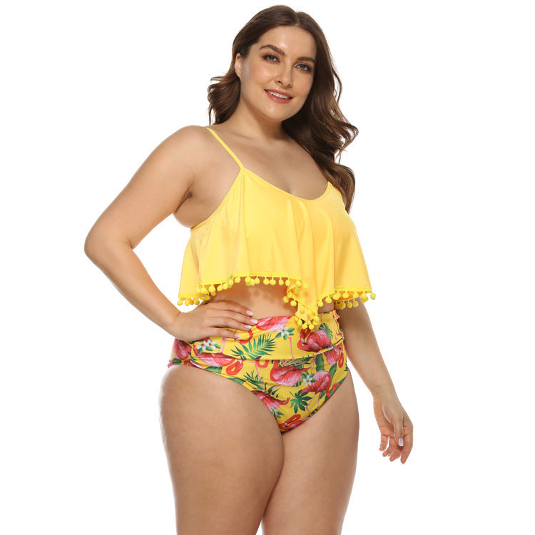 Women's Two Piece Tassel Crop Top Plus Size Bikini-Theone Apparel