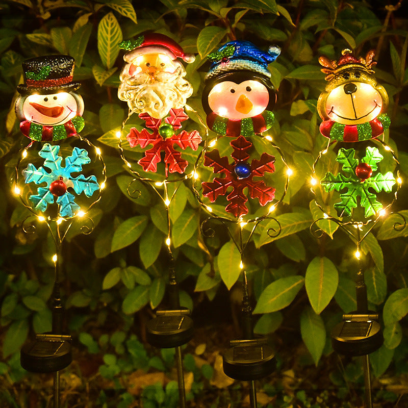 Solar Powered LED Christmas Yard Decoration Posts in Various Styles