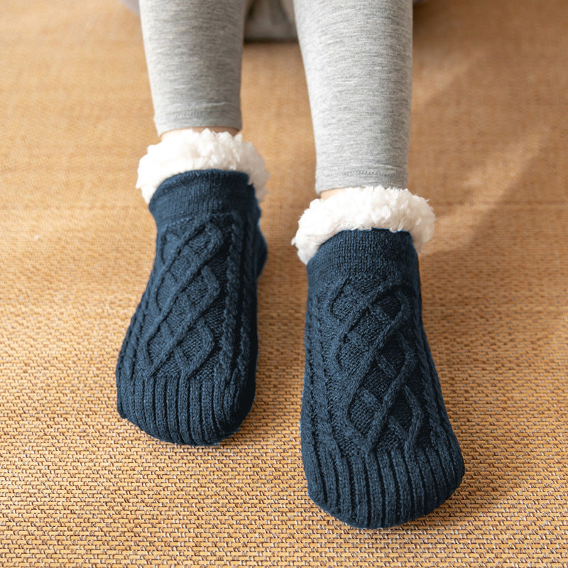 Soft Knit Style Winter Socks with White Fleece Lining in Multiple Colors