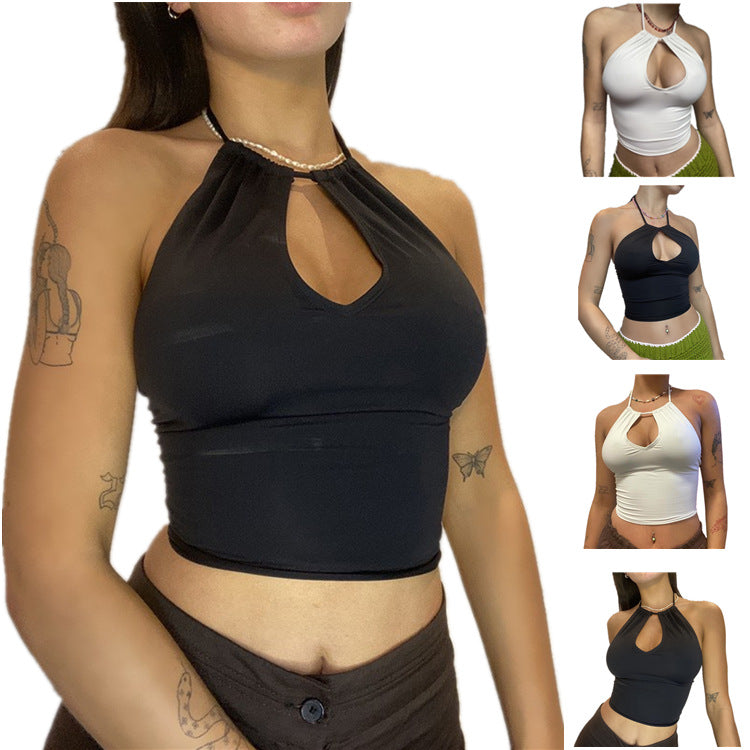 Chest-wrap Stretchy Cropped Sleeveless Short T-shirt