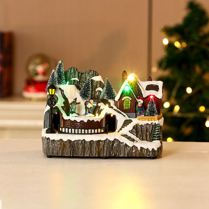 Wintry Village with Moving Train and LED Light Designs