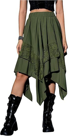 Renaissance-style Pleated Half-skirt With Asymmetrical Pointed Hem Ethereal And Fairy-like