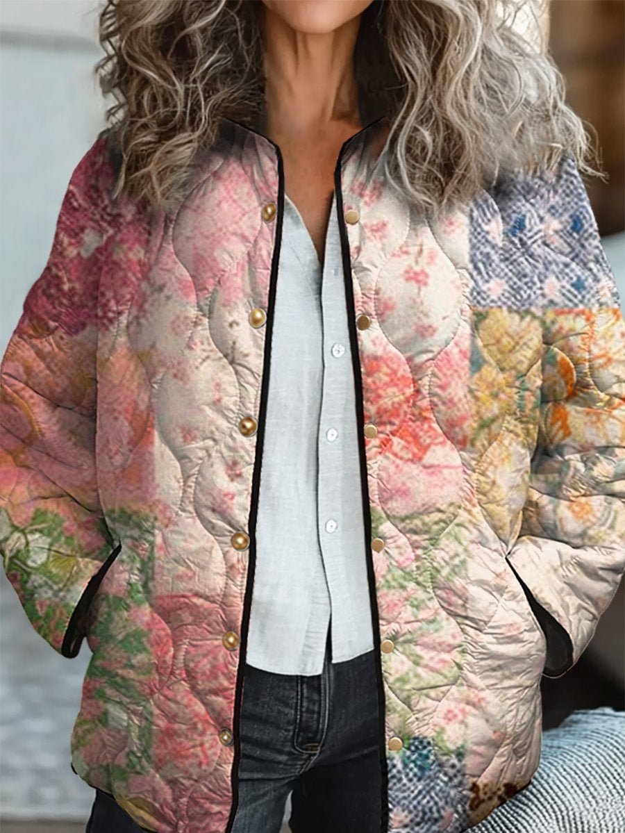 Women's Cotton Padded Jacket With Digital Floral Print