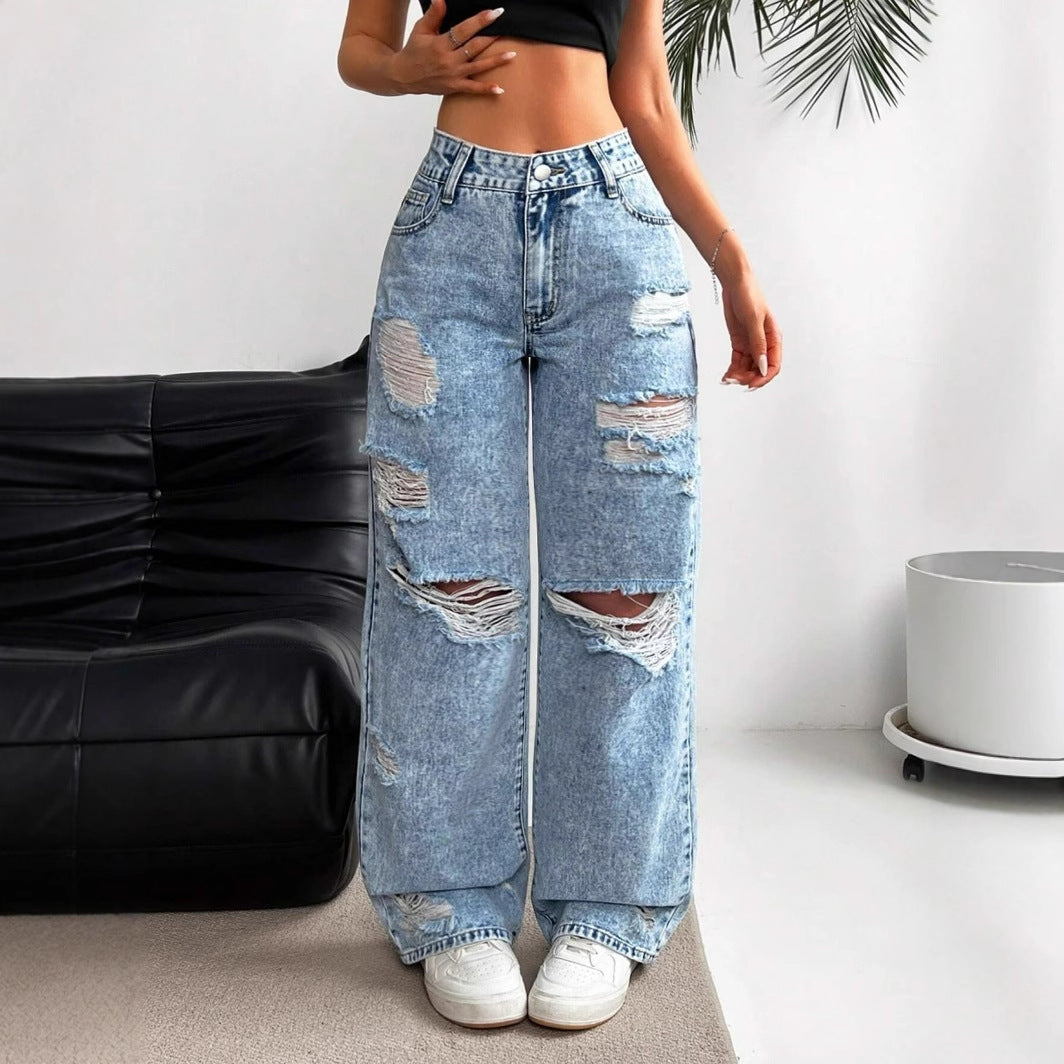 High-waisted Straight Versatile Slim-fit Women's Jeans