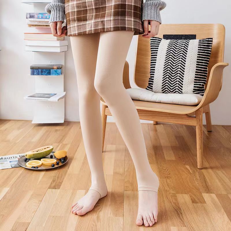 Plus-size Black Sheer Fleece-lined Leggings