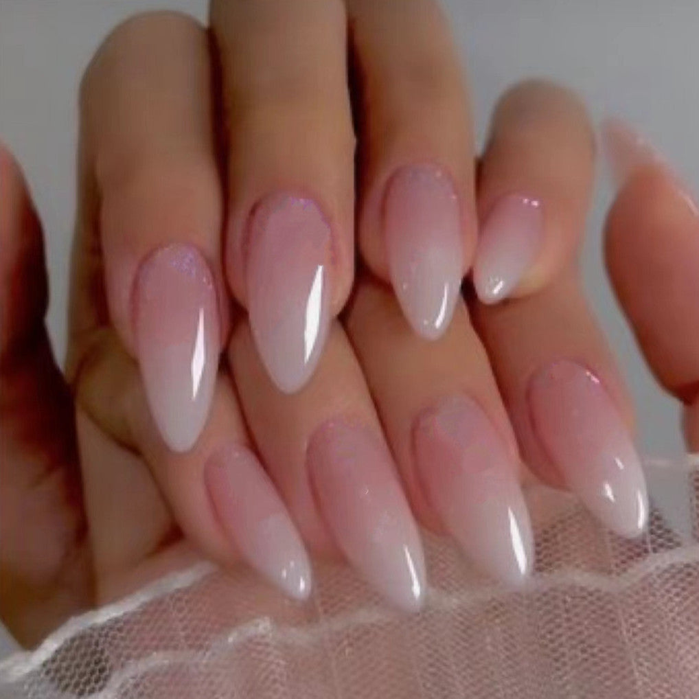 Women's Log Natural Almond Shaped French Nail Set in Nude