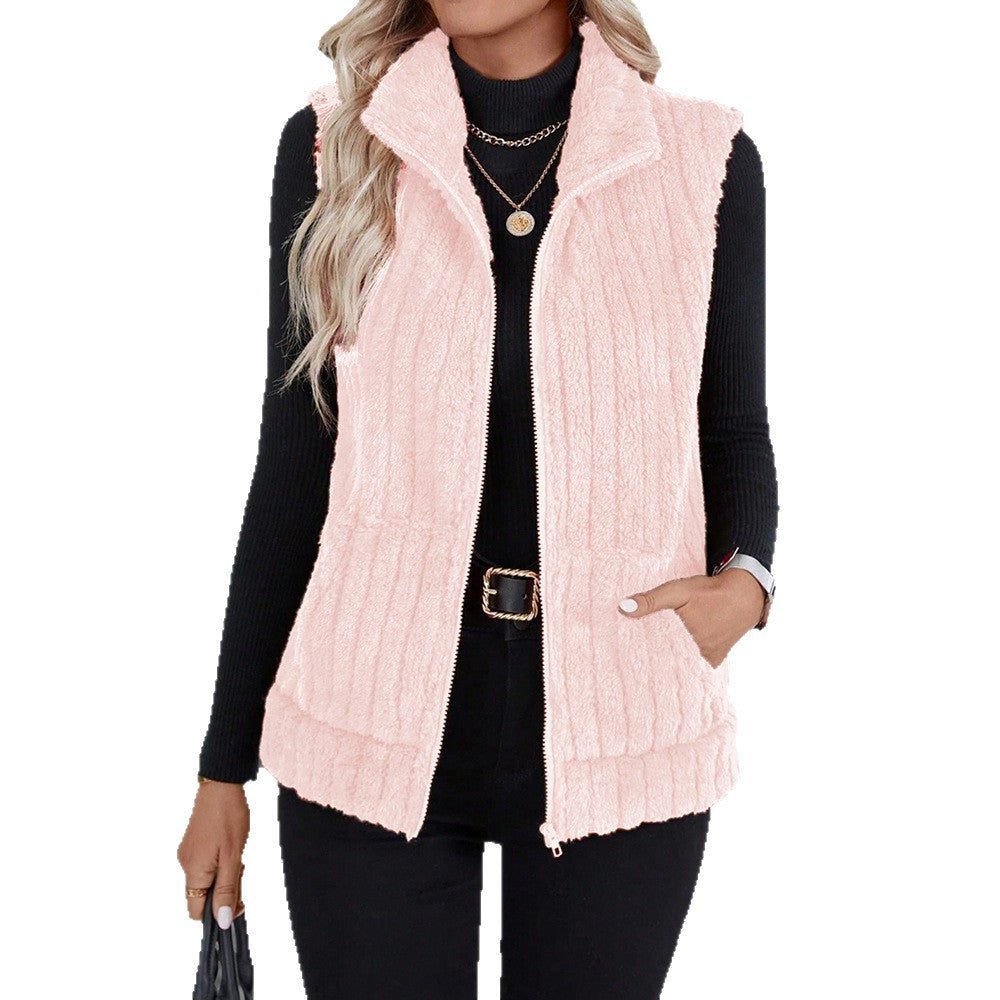 Women's Casual Versatile Lapel Zip Vest Top