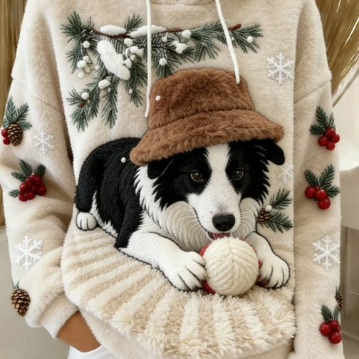 Womens Digital-Print Hoodie In Solid Color Simple Design