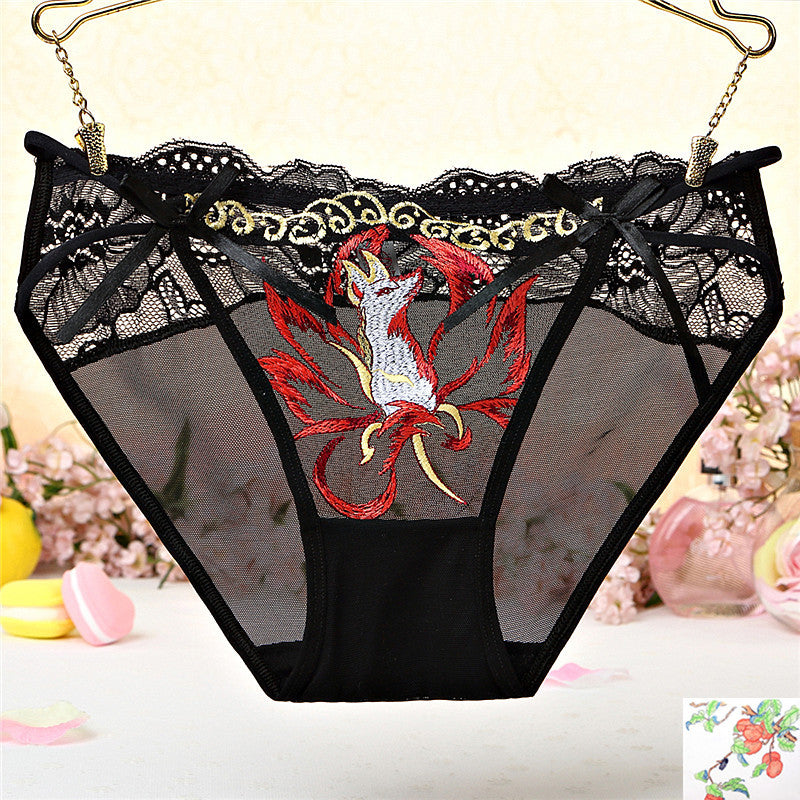 Fox Print See Through Mesh Panties