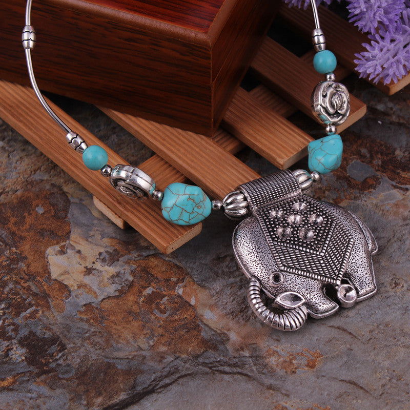 Elephant Charm Turquoise Necklace