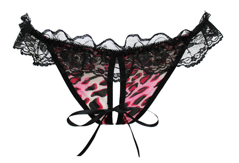 Thick Lace Waistband Thong with Ribbon Detail