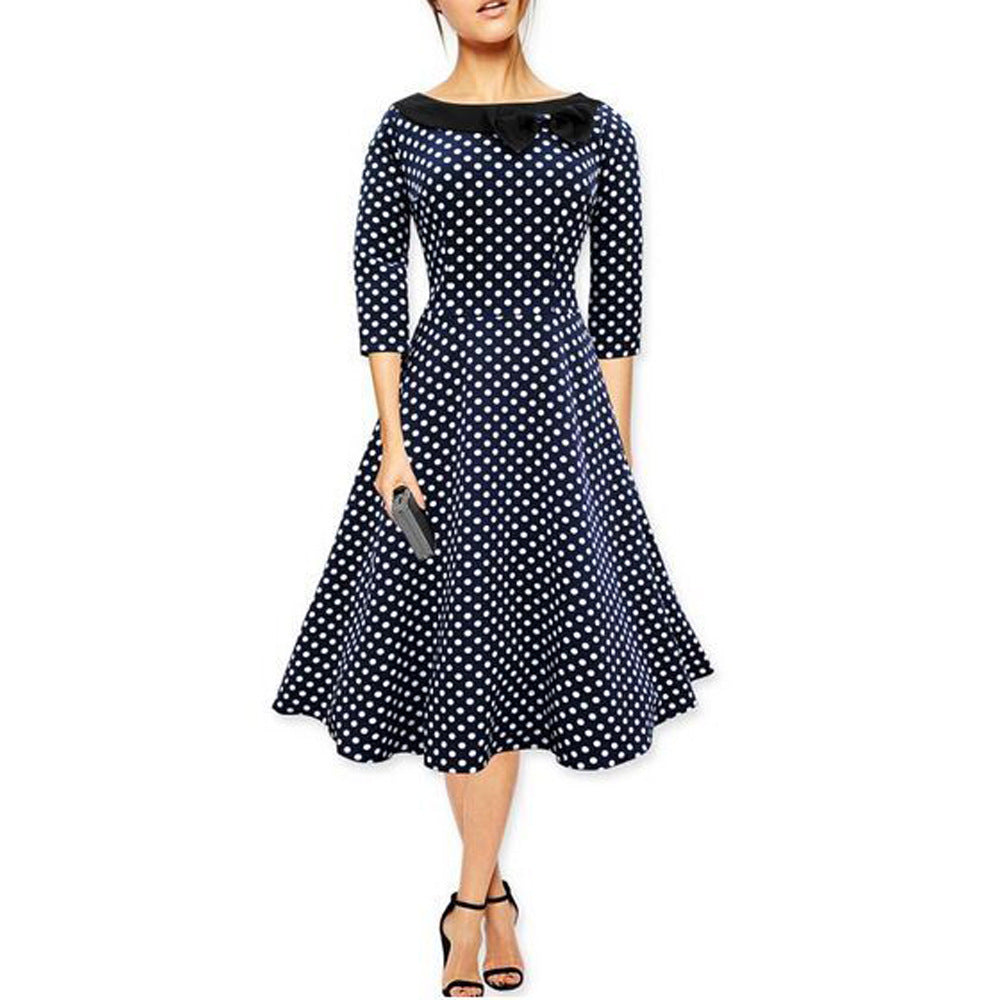 Polka-Dot Bow Fit & Flare Dress