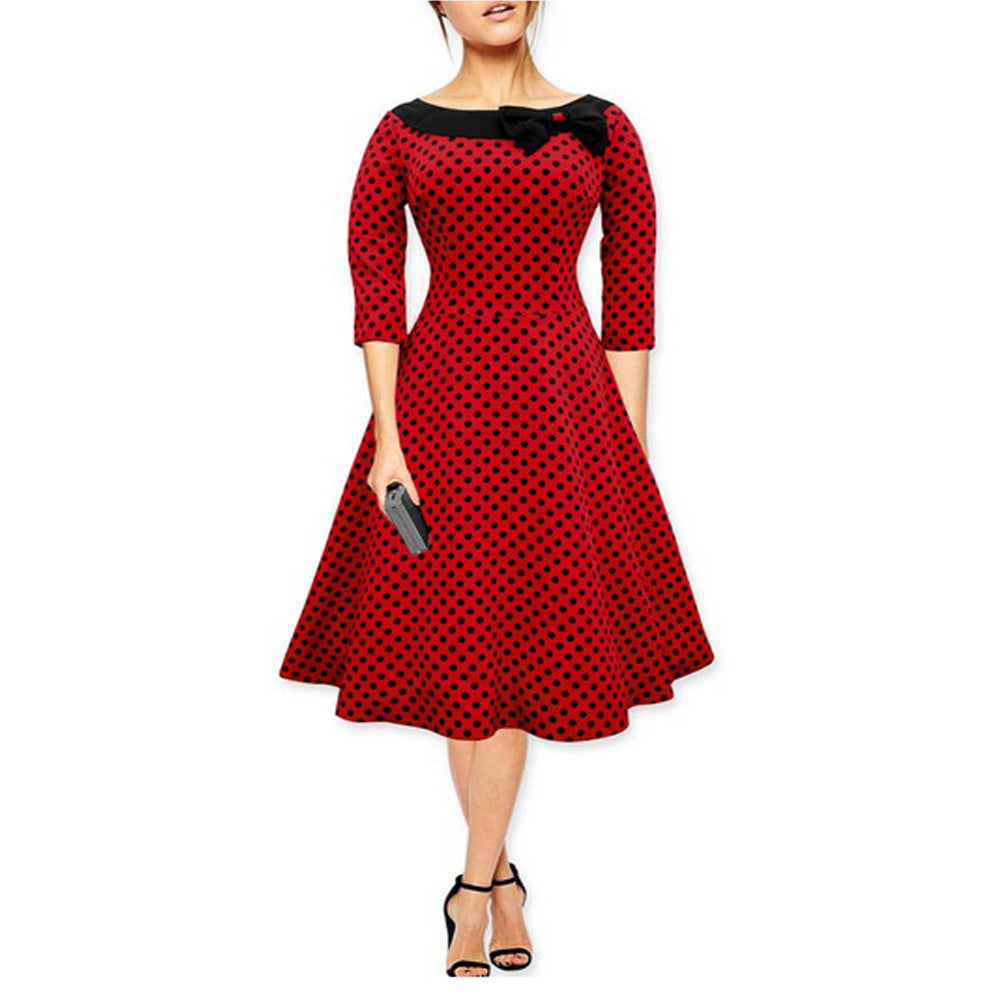 Polka-Dot Bow Fit & Flare Dress