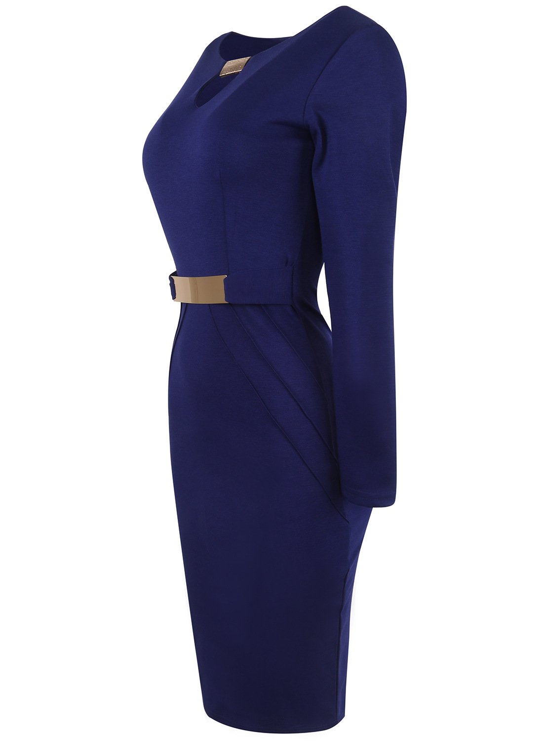 Navy Metal Accent Sheath Dress