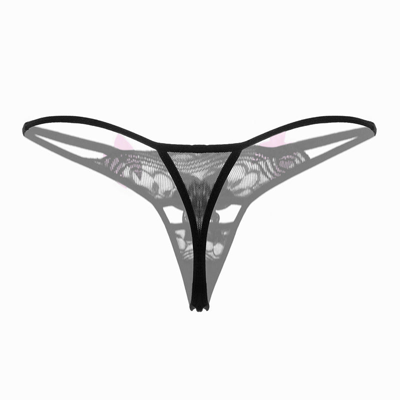 Floral Applique Lace Thong Panty