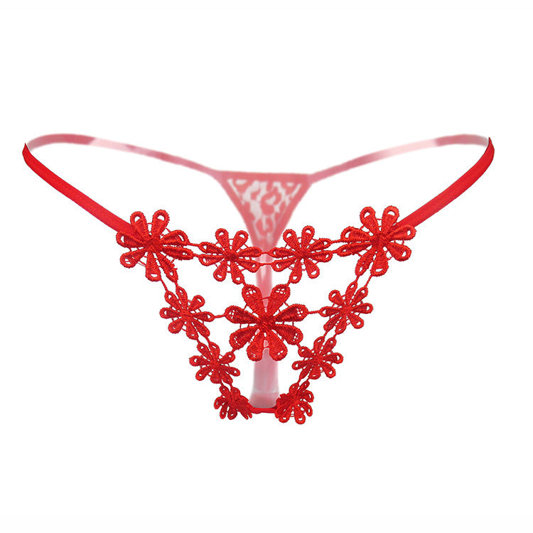 Delicate Floral Embroidery G String - Theone Apparel