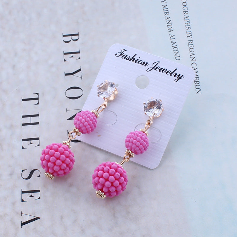 Ribbed Asymmetrical Sphere Drop Earrings