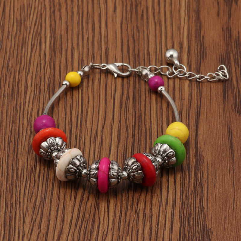 Rainbow Sphere Metal Beaded Bracelet