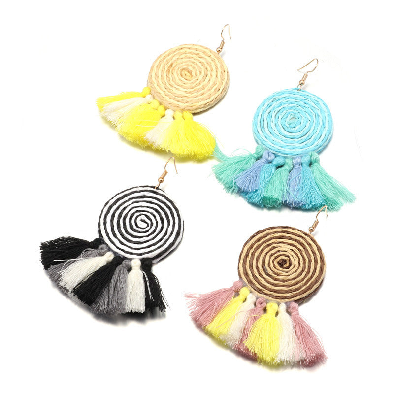 Woven Ring and Tassel Earrings