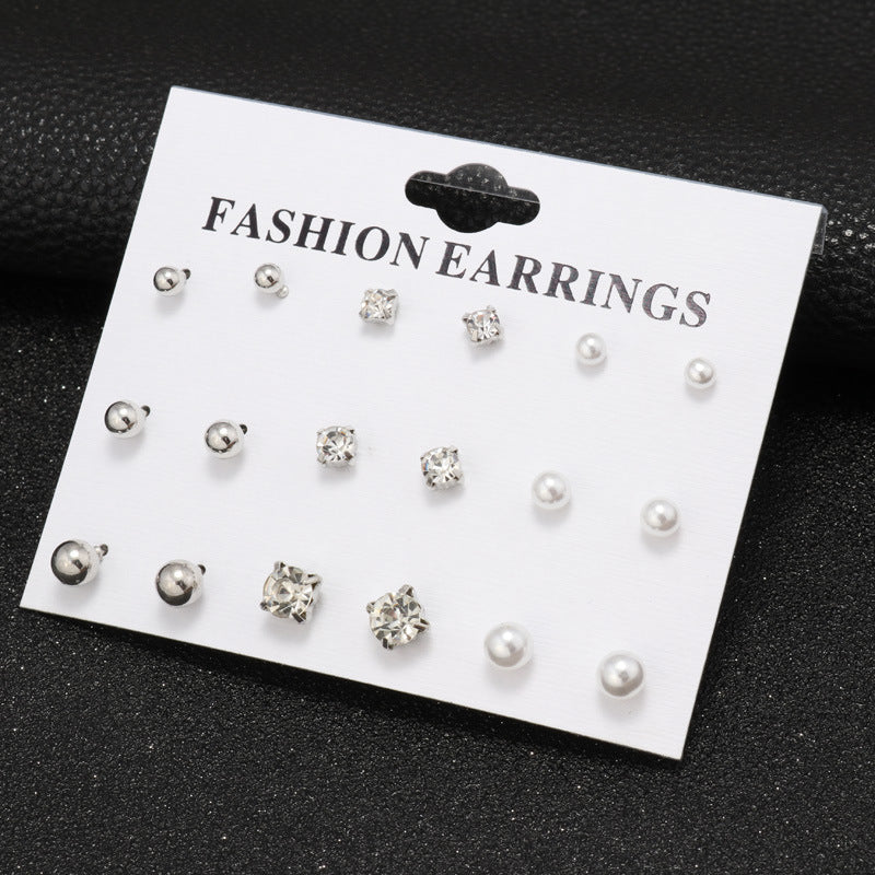 Jewel and Pearl Stud Earrings