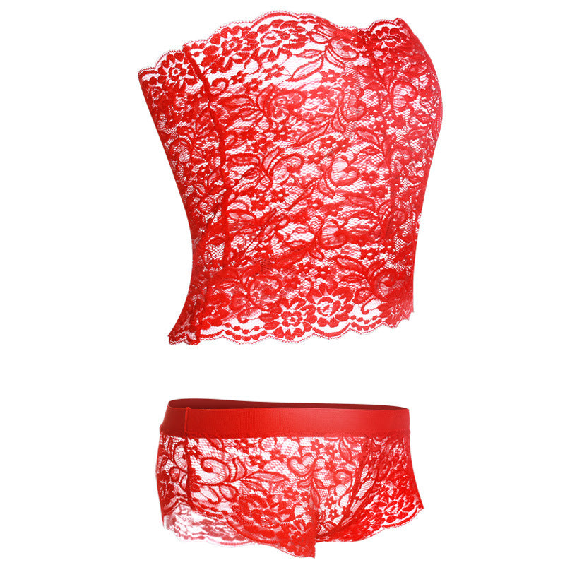 Lace Tube Bra and Boyshort Panty Set