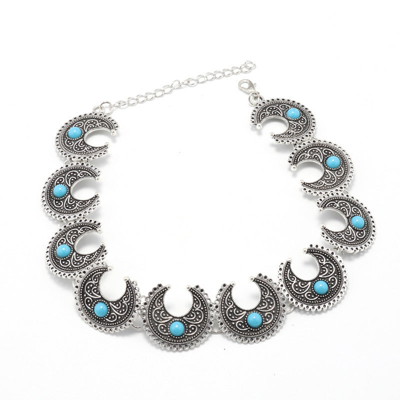 Metallic Circle and Turquoise Choker