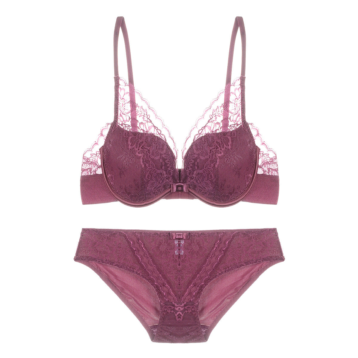 Lace Overlay Bra and Panty Set