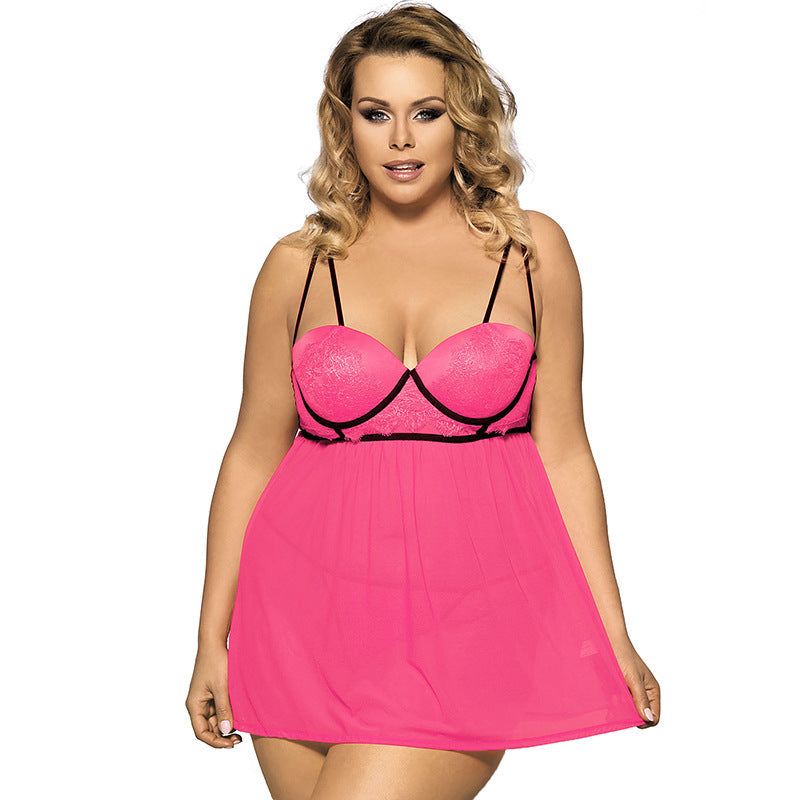 Plus Size Strappy Lacy Babydoll Mini Dress