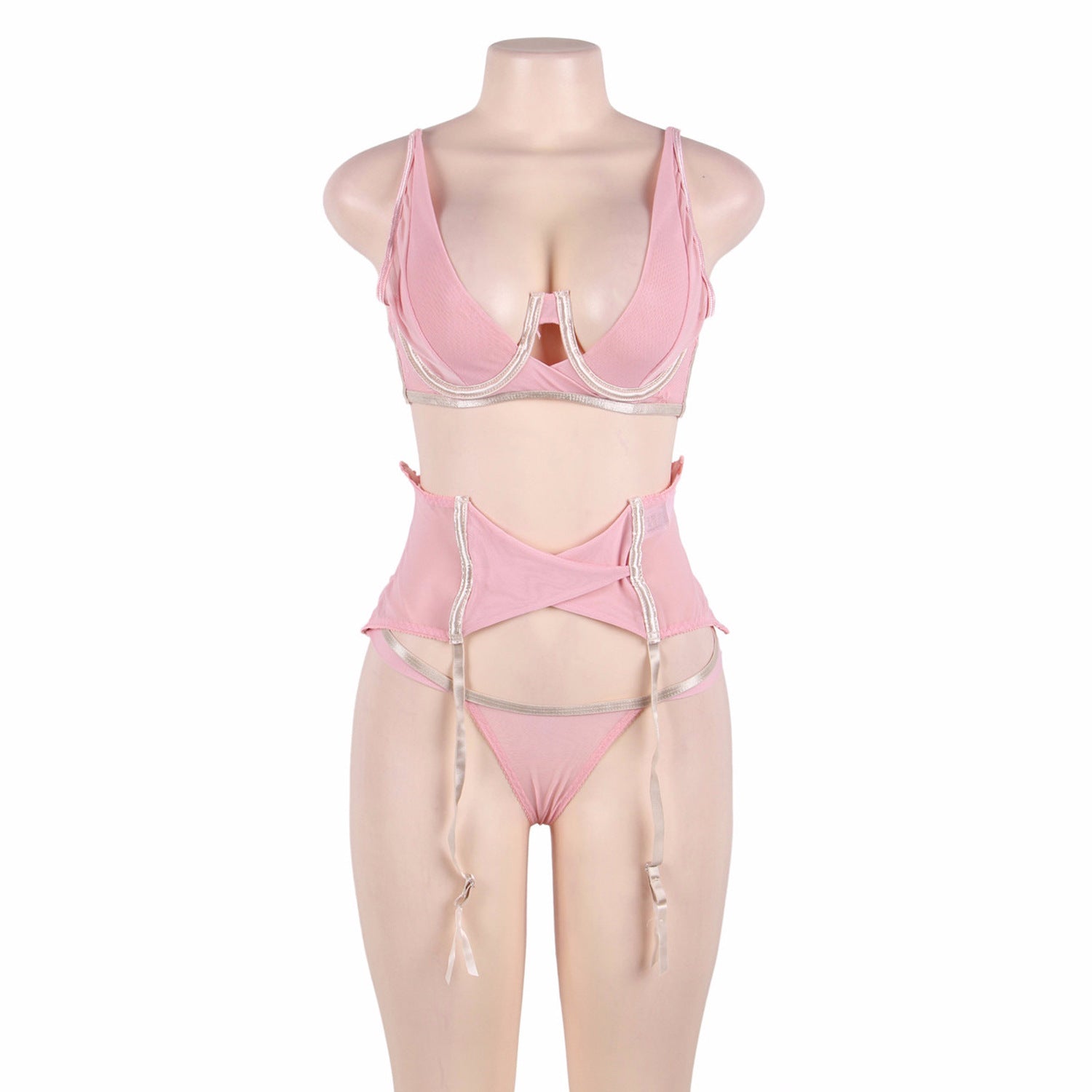 Plus Size Corset Style Garter Panty Set