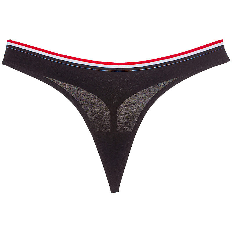 Sporty Stripe Sheer Mesh Thong