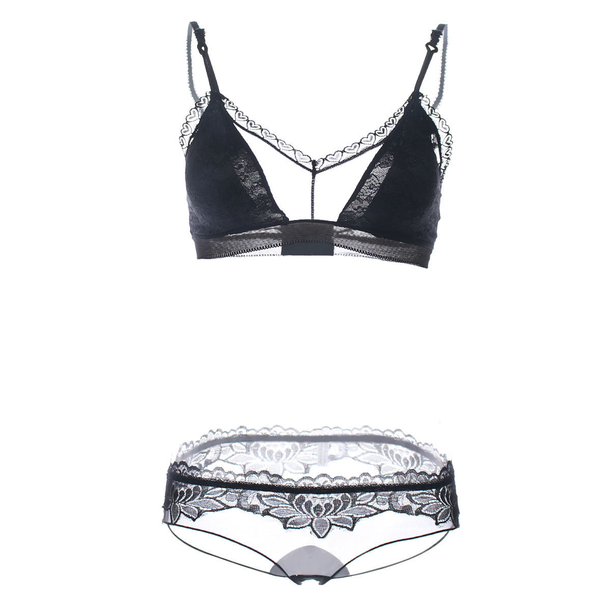 Lace T Strap Bra and Hiphugger Set