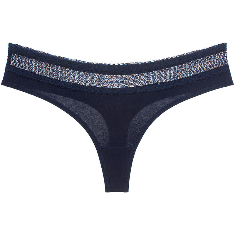 Wide Lace Band Thong Panty