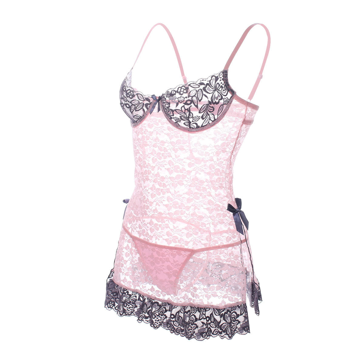 Lace Cup Skirted Babydoll Lingerie Set