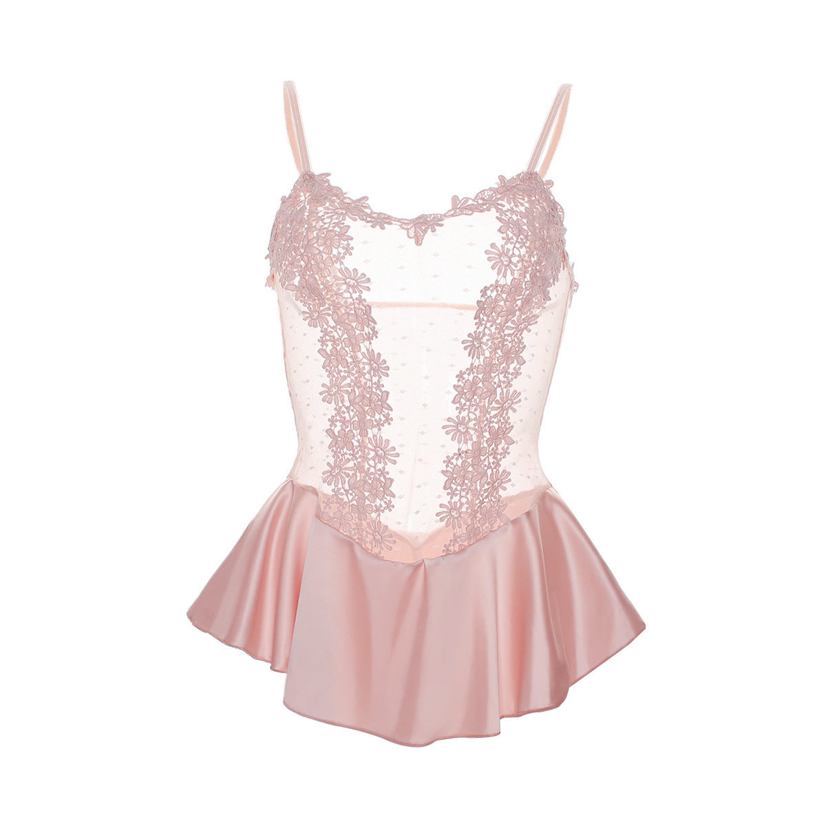 Skirted Peekaboo Lace Bodice Teddy