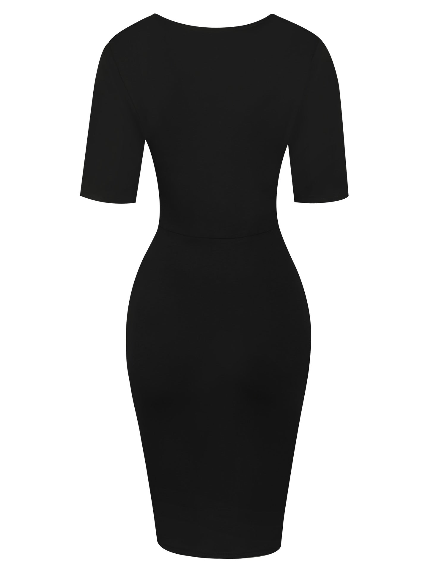 Solid Crossover Surplice Sheath Dress