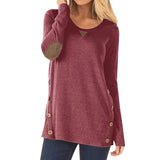 Triangle-Stitch Button-Accent Scoop Neck Tunic