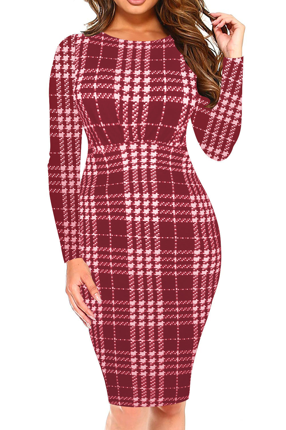 Patterned Empire Seamed Sheath Dress