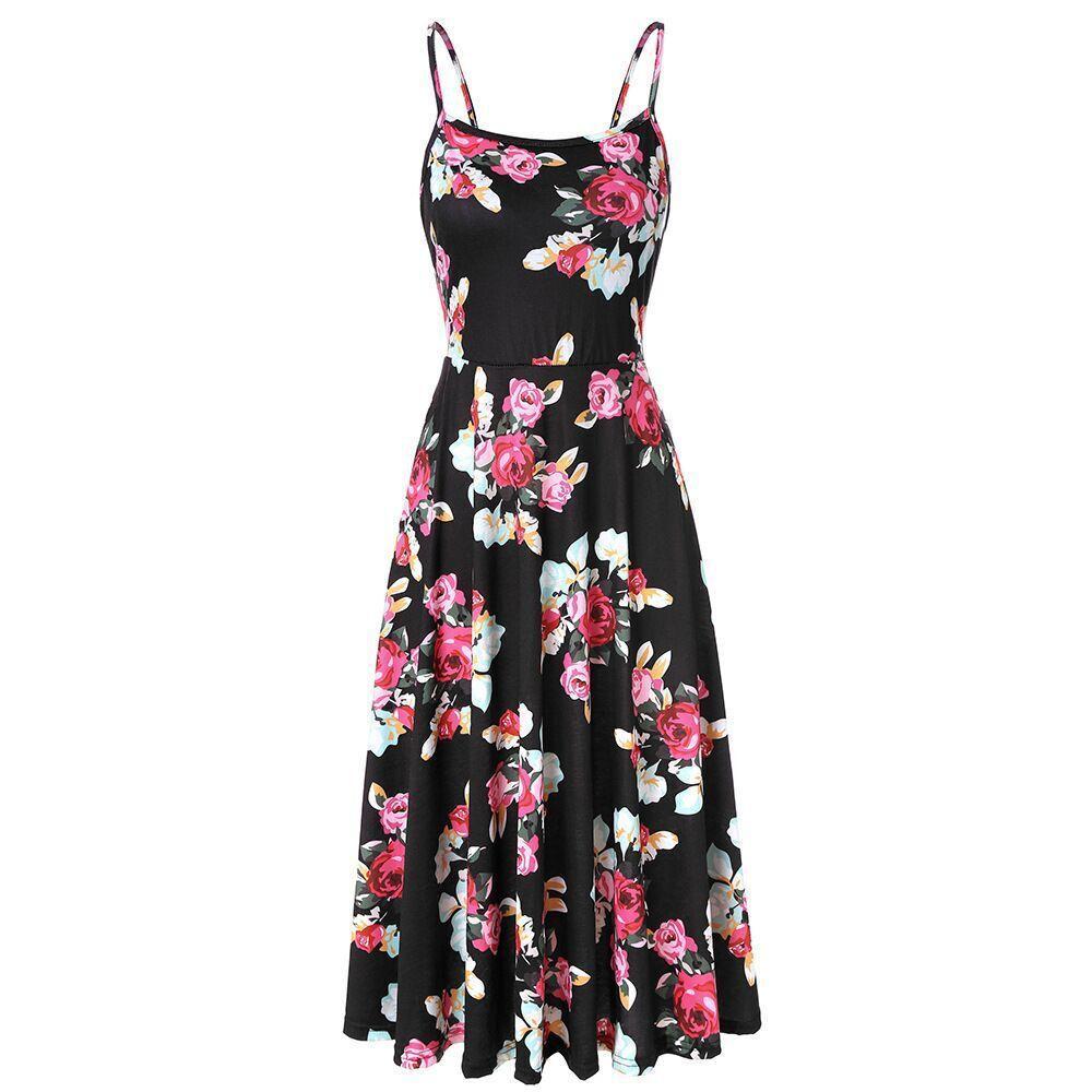 Flora Print Thin Strap Summer Dress