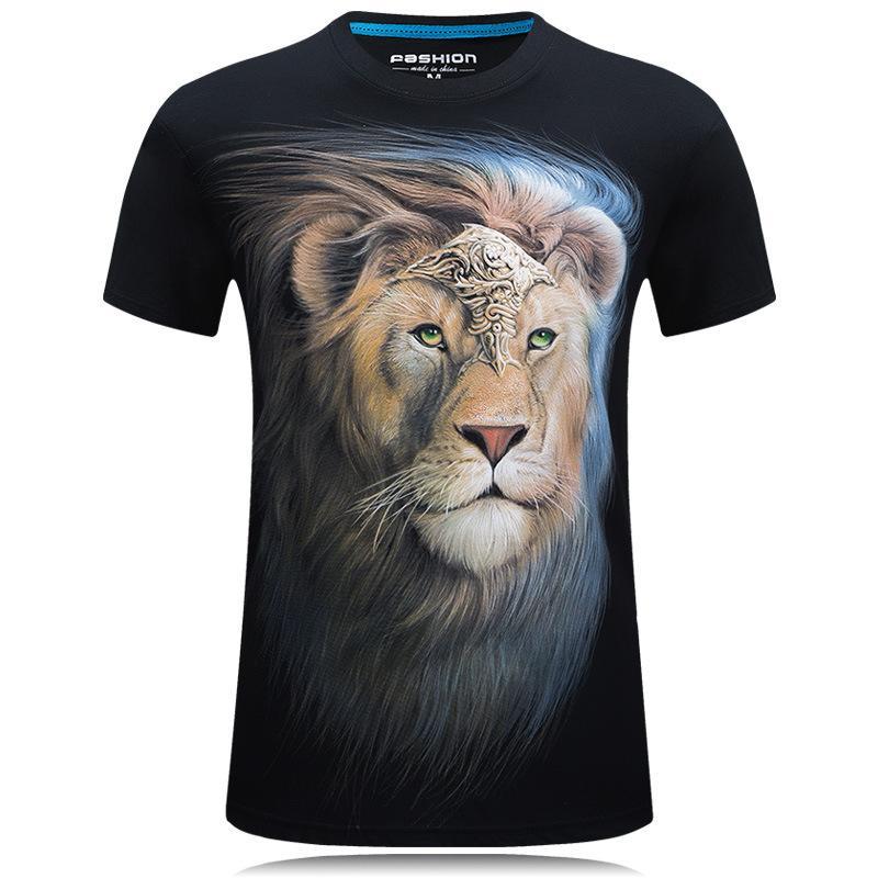 Camisa de animal de face real de leão