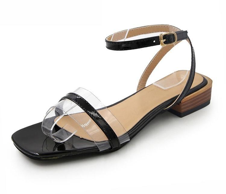 Transparent Strap Square Toe Sandals