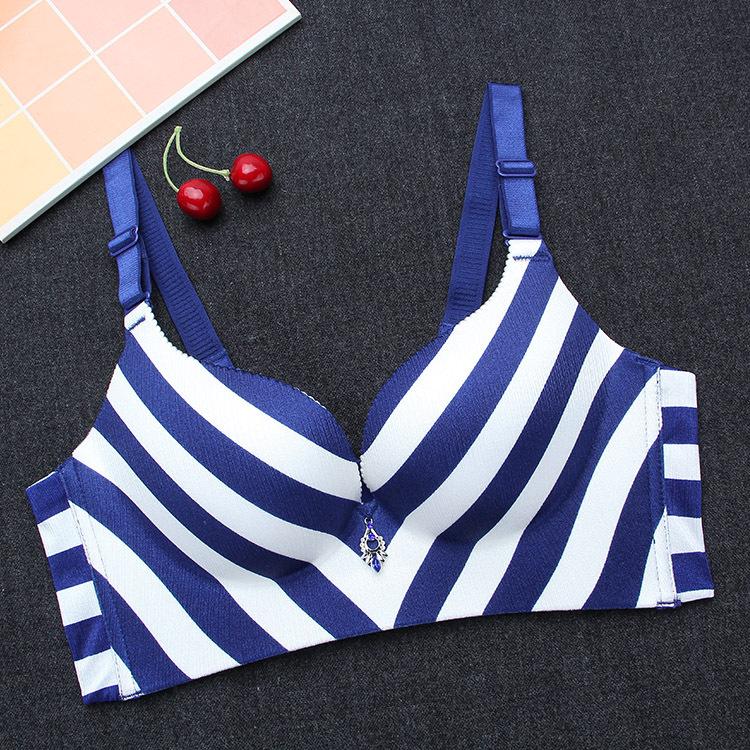 Striped Longline Push Up Bra