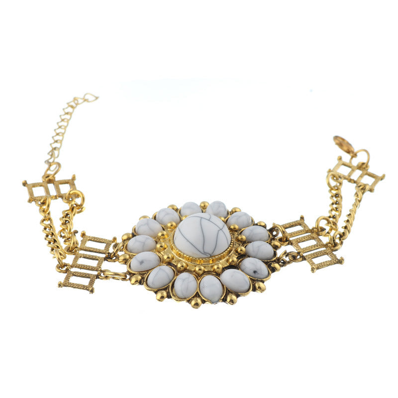 Circular Stone Beaded Bracelet-White-Theone Apparel