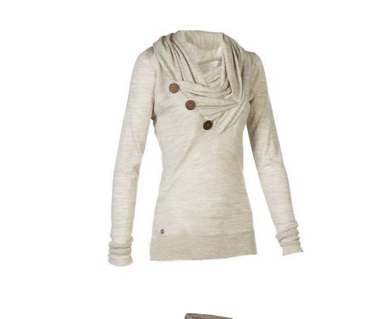 Comfy Cowl Neck Side Button Sweater - Theone Apparel