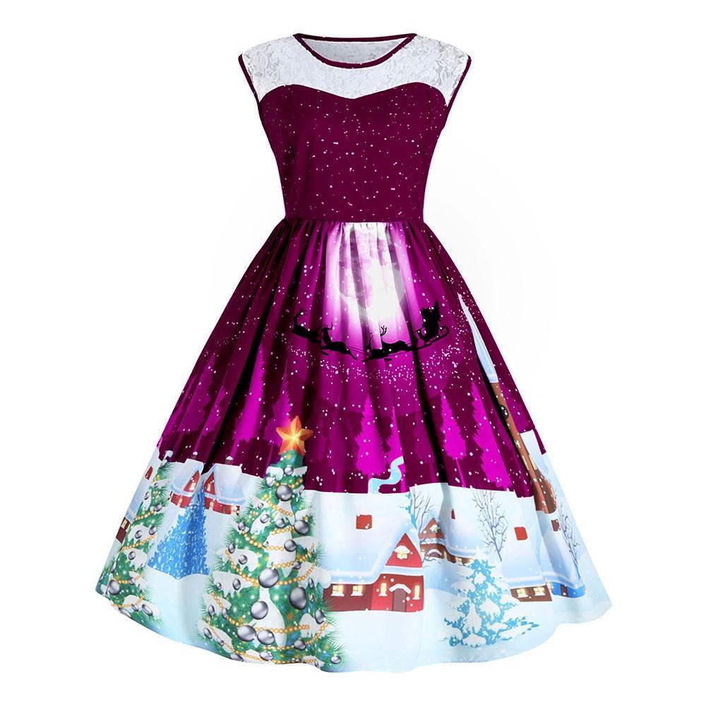 Vestido de fiesta de Navidad sin mangas de talla grande