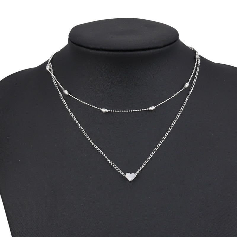 Double Strand Silver Heart Choker-Silver-Theone Apparel
