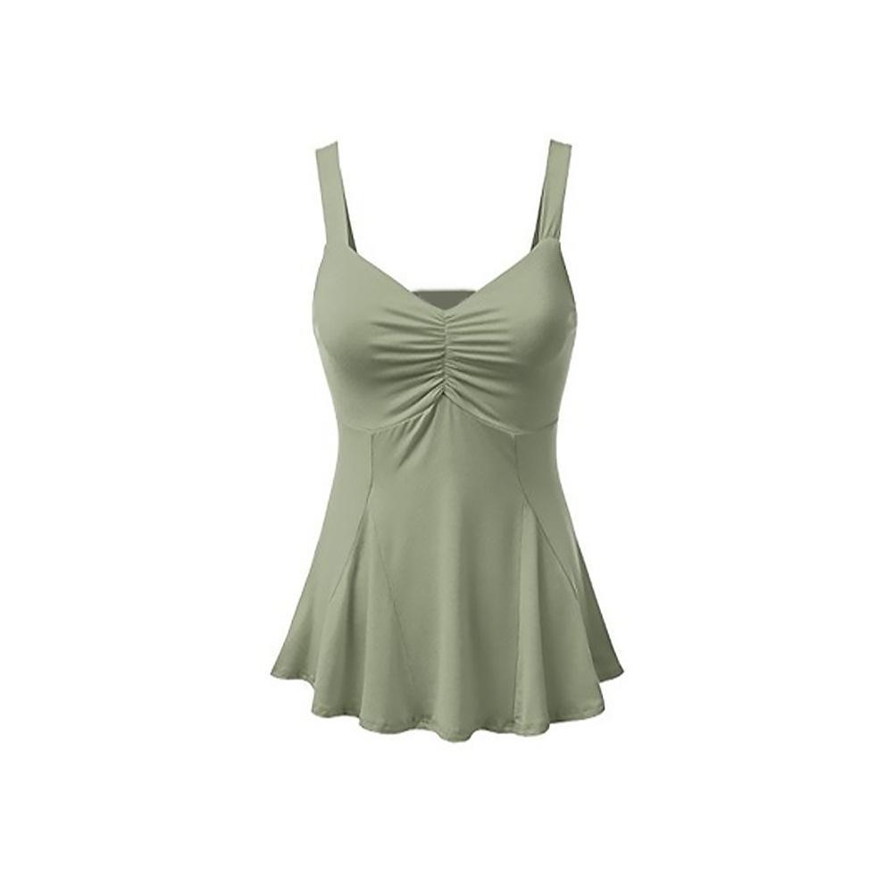 Dressy Ruched Ruffle Pleat Tank Top - Theone Apparel