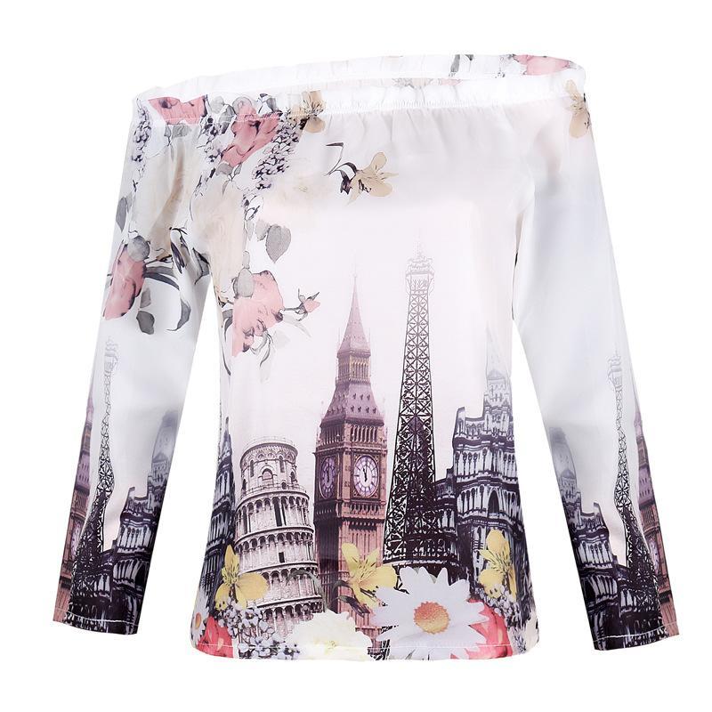 European Escape Off Shoulder Blouse-White-Theone Apparel